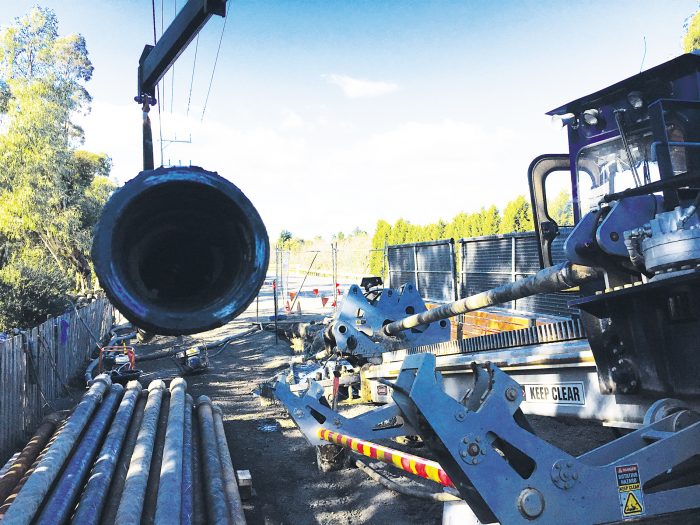 Mullum Mullum Job site, with drill pipes on the ground